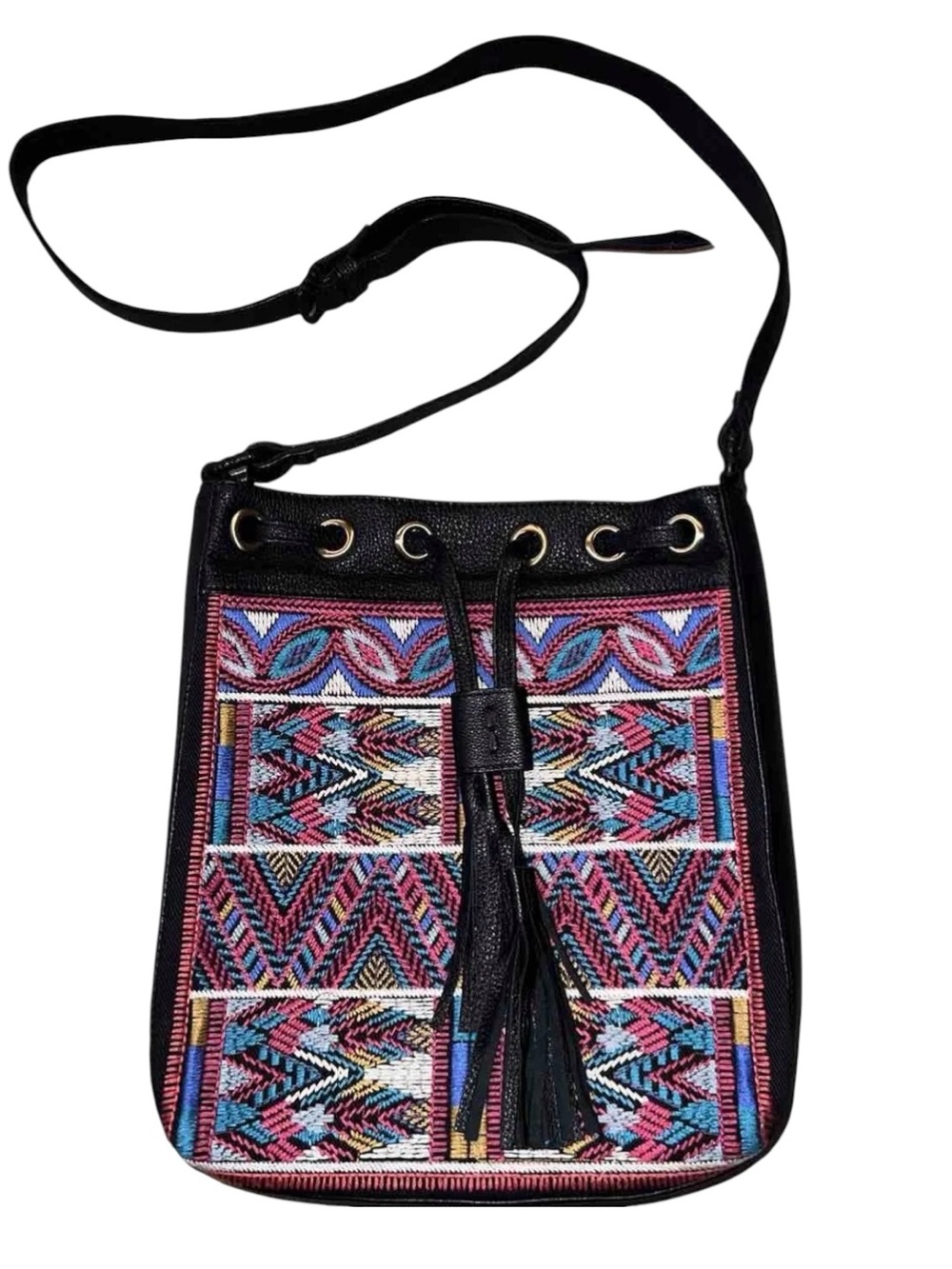 JOHNNY WAS Eitiel Embroidered Leather Crossbody Bag